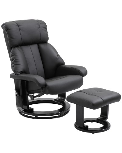 Reclining and Massage Relax Chair with Footrest Ottoman and Remote Control, 76x80x102 cm Black