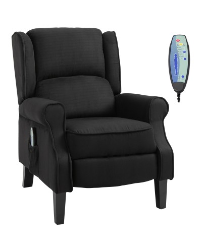 Massaging and Reclining Heated Chair with Remote Control, 78x84x101cm, Black
