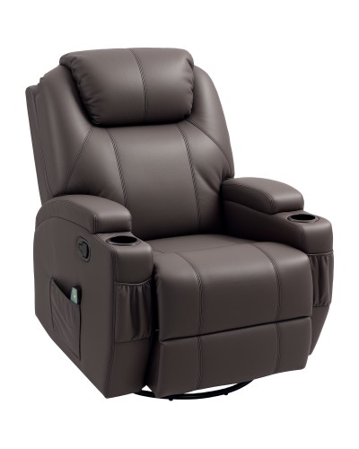 Reclining Massage Chair with 8 Massage Points and 5 Modes, 84x92x109cm, Dark Brown