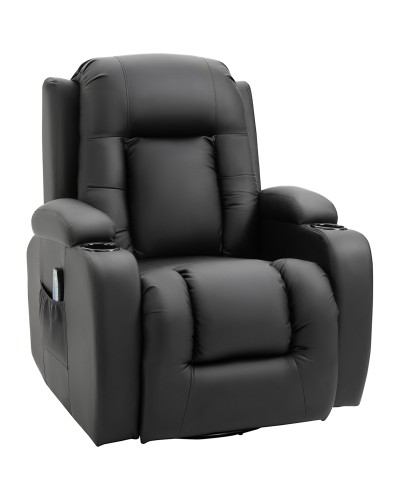 Reclining Faux Leather Relax Chair with 8 Massage Points and Heating, Black