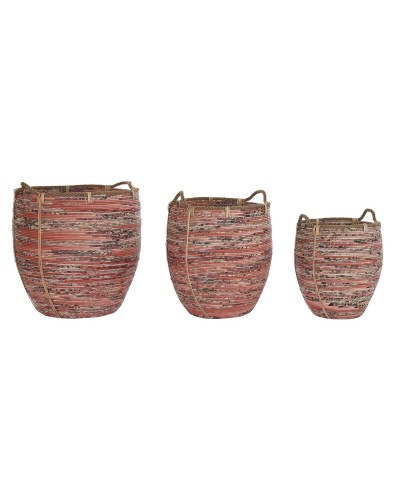 DKD Home Decor Boho Baskets Set in Natural Peach for Organization and Decoration (52 x 52 x 58 cm)
