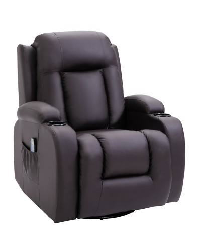  Poltrona Relax Massaggiante e Riscaldata con Telecomando, 85x94x104cm, Finta Pelle Marrone