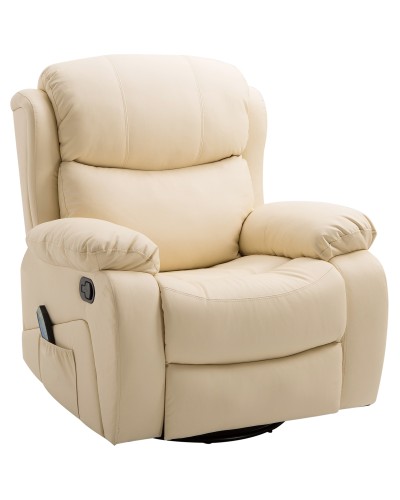 Beige Reclining Massage Chair with Heat and Footrest, 97x92x104 cm
