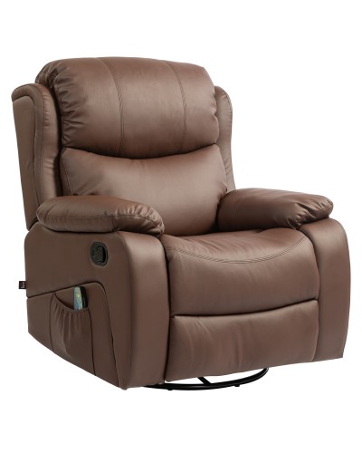Reclining Relaxing Armchair with 8 Massage Points, Heating, and Footrest, 97x92X104 cm, Brown