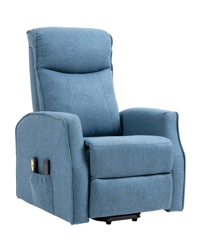  Poltrona Relax Alzapersona con 8 Punti Massaggio, Reclinazione a 135° e 2 Telecomandi, Blu