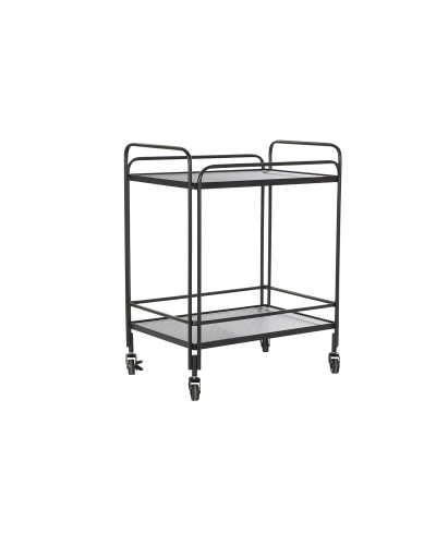Chariot de Service DKD Home Decor en Métal et Cristal Noir, 60,5 x 40,5 x 75,5 cm
