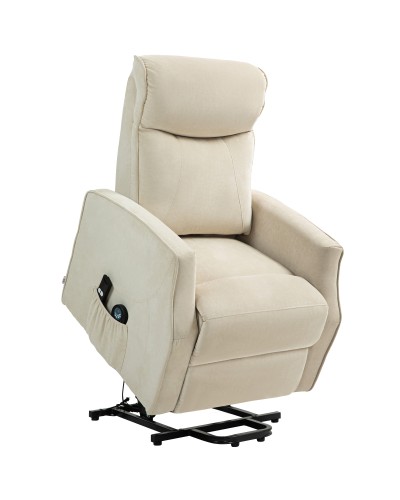 Lift Chair Recliner with 8 Massage Points, 135° Recline, and 2 Remote Controls, Cream
