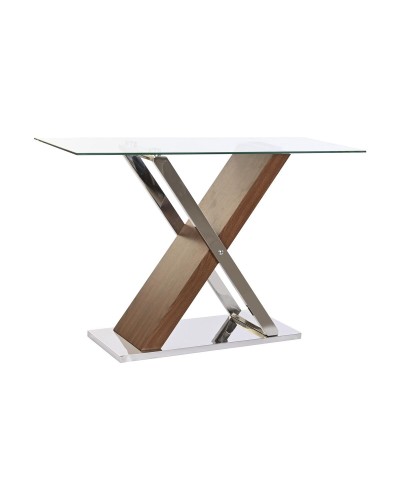Console Transparente DKD Home Decor, 120 x 40 x 75 cm, Cristal Argenté et Acier Marron Foncé
