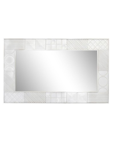 Specchio da parete DKD Home Decor 154x94cm, moderno, legno di mango bianco rombos