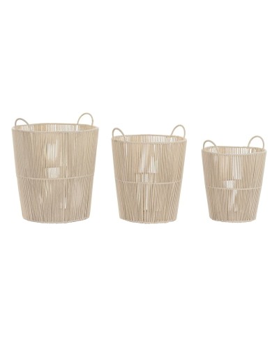 Cestas de Almacenaje DKD Home Decor, Set de 3, Metal Beige, 42 x 42 x 51 cm
