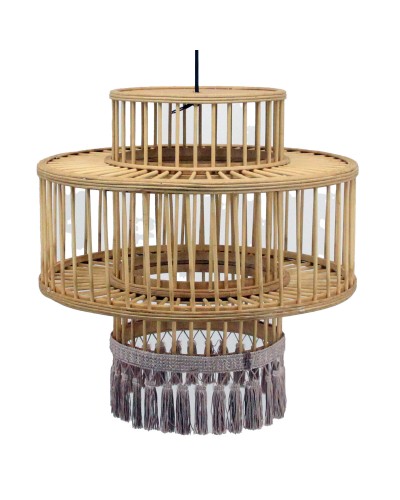 Lustre DKD Home Decor Marron Beige 50W | Franges | 45 x 45 x 46 cm | Ville
