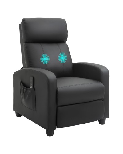 Massaging Recliner Chair with Remote & 8 Programs, Reclining & Footrest, 68x88x98cm, Black
