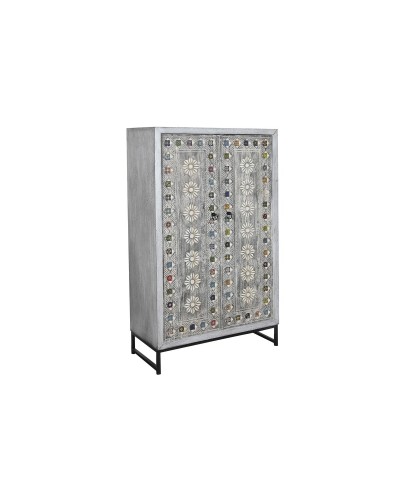 DKD Home Decor Schrank aus Mangoholz Grau (90 x 38 x 150 cm)
