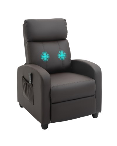  Poltrona Relax Massaggiante con Telecomando e 8 Programmi, Reclinazione e Poggiapiedi, 68x88x98cm, Marrone