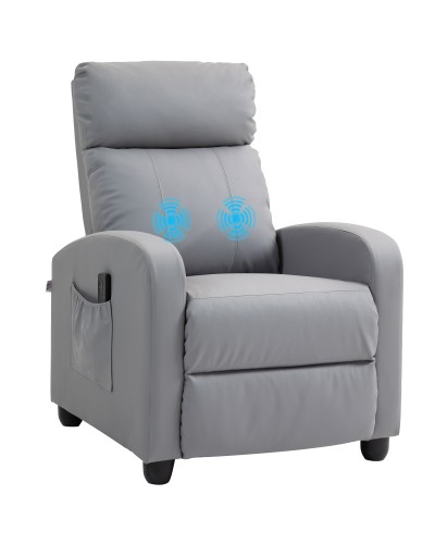 Relaxing Massage Recliner Chair with Remote & 8 Programs, Reclining and Footrest, Light Grey