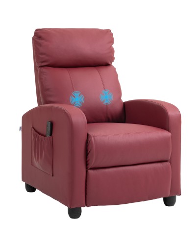 Red Reclining Massage Chair with Remote and 8 Programs, Footrest