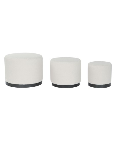 DKD Home Decor Repose-Pieds Scandi en Polyester et Bois MDF, Noir et Blanc, 3 Unités (60 x 60 x 45 cm)
