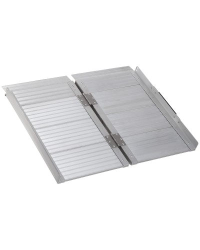 Aluminum Folding Wheelchair Ramp with Edges, 61x74x5 cm, Silver