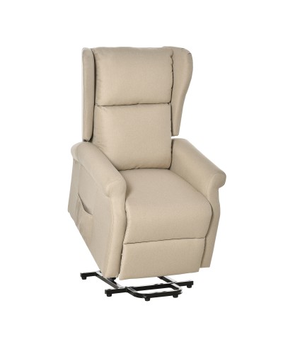 Electric Power Lift Recliner Chair 135°, Electric Relaxing Chair in Linen Effect Fabric with Remote Control, Footrest