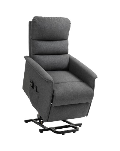  Poltrona Alzapersona Elettrica con 8 Punti Vibranti, 4 Modalità di Massaggio e Riscaldamento, Grigio