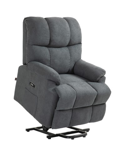 Lift Chair Recliner with Footrest, Linen Look Fabric, 84x96x100 cm, Dark Grey