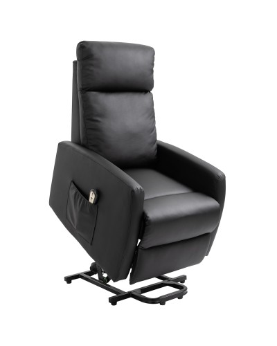 45° Power Lift Chair, 145° Electric Recliner Chair with Remote and Footrest, Black PU Leather