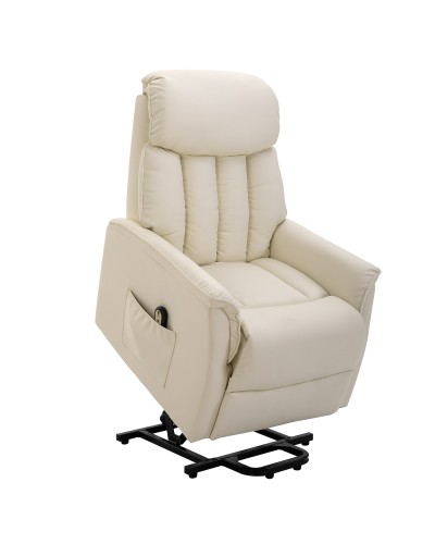 Electric Power Lift Recliner Chair 145°, PU Leather Electric Recliner Chair with Remote, Side Pockets and Headrest
