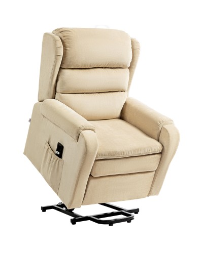 160° Reclining Power Lift Chair with Footrest and Remote Control, Velvet, 85x88x109 cm, Cream