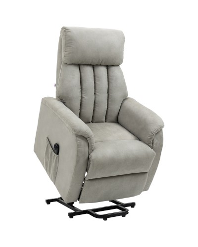  Poltrona Alzapersona Reclinabile 150° max con Telecomando e Poggiapiedi, 75x93x110 cm, Grigio