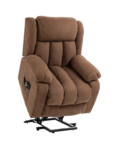 Electric Power Lift Massage Recliner Chair with Remote Control, Fabric, 91x93x103cm, Brown