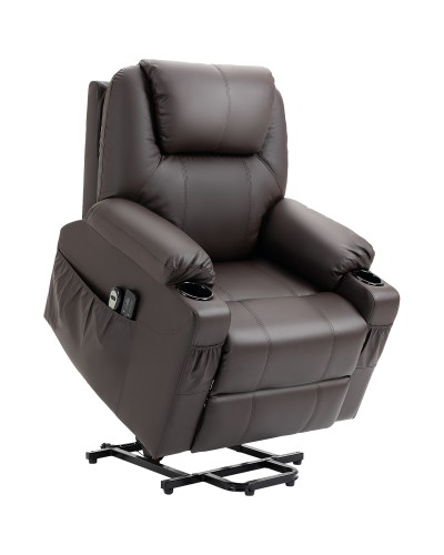 Recliner Power Lift Chair with Cup Holders, Remote Control and Footrest 88x92x106 cm, Brown