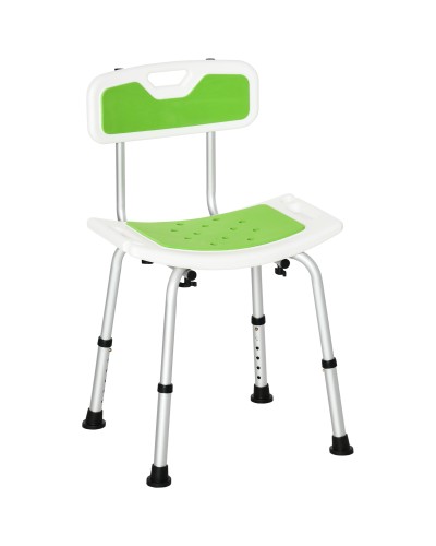 Adjustable Aluminum & EVA Shower Chair with Curved Back, 51.5x49.5x68.5-81 cm