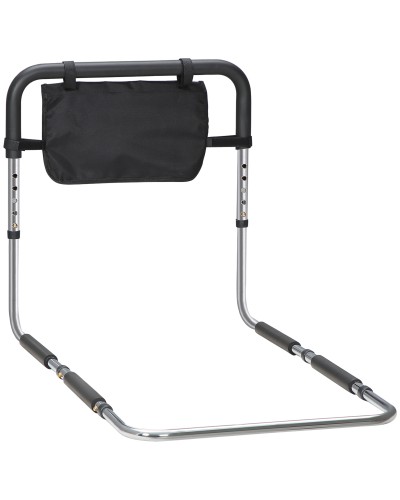 Adjustable Height Steel Bed Rail with Soft Grip, Silver