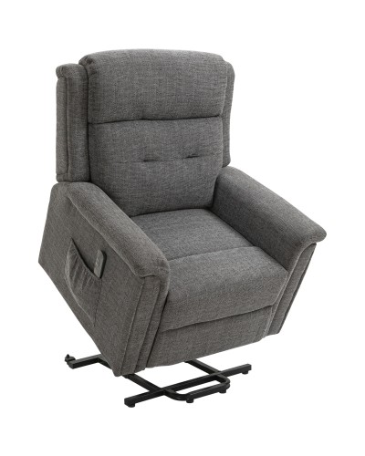 Reclining Lift Chair with Footrest, Grey Fabric Upholstery