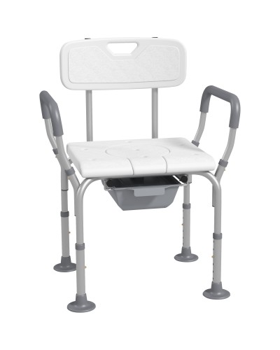 3-in-1 Shower Chair with Back and Arms, Adjustable Height and Non-Slip Feet, White