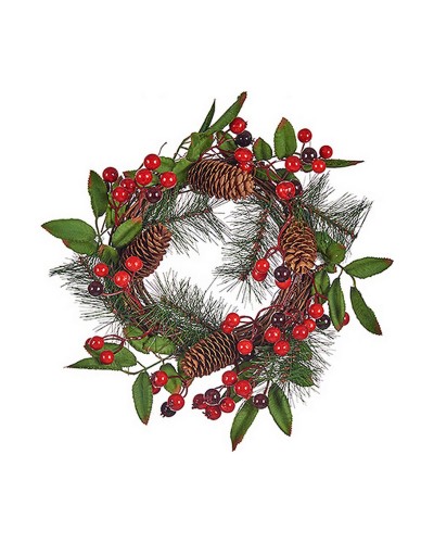 Kerstkroon Bruin Rood Groen Plastic 30 x 10 x 30 cm