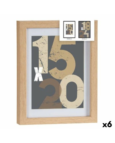 Seinävalokuvakehys Luonnollinen Lasi Puu MDF 20,5 x 2,5 x 26,5 cm (6 osaa)