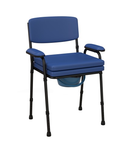 5-in-1 Comfort Chair for Seniors & Disabled - Adjustable Height Commode & Shower Chair with Removable Bucket - Blue
