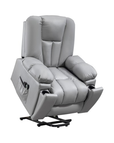Reclining Lift Chair with 8 Massage Points and Remote Control, Microfiber, 94x96x106 cm, Grey