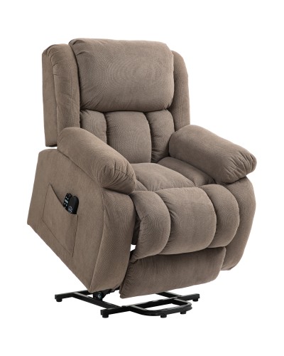 Lift Recliner Massage Chair with 2 Pockets and Remote Control, 93x104x105 cm, Light Brown