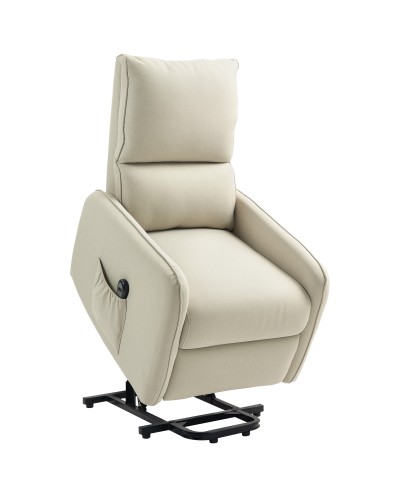 Electric Riser Recliner Armchair with Remote and Fabric Pocket, Beige
