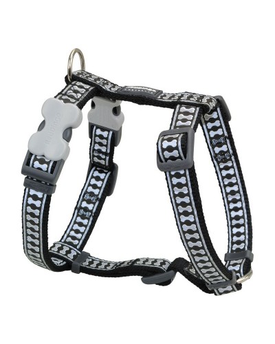 Red Dingo Bone Reflective Dog Harness, Adjustable 30-48 cm, Black
