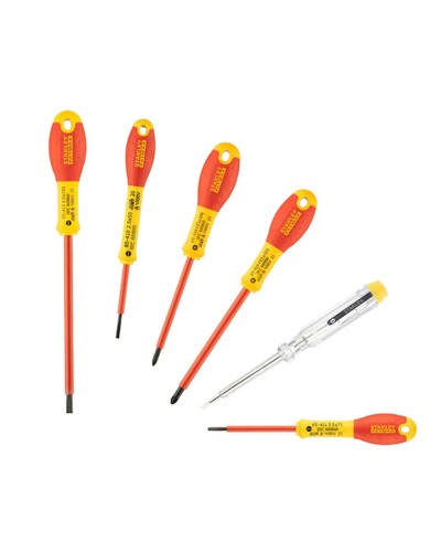 Set di Cacciaviti Stanley a 6 Pezzi: Punte Pre-Ispezionate, Impugnatura Ergonomica per Riparazioni e Progetti Domestici