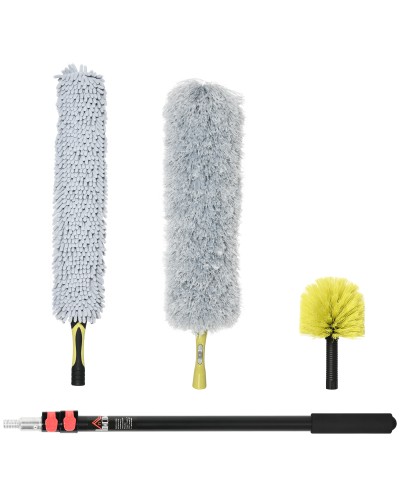 Home Cleaning Kit with Pole, Cobweb Duster, Microfiber Duster and Fan Duster