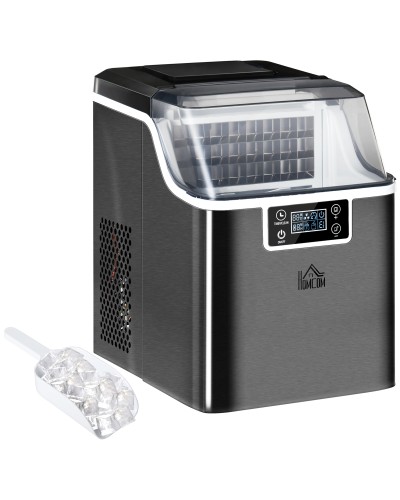  Macchina per Ghiaccio 20kg in 24 Ore, 24 Cubetti in 14-18 Minuti e Sistema Autopulente, Nero