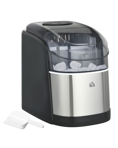  Macchina del Ghiaccio Autopulente da 9 Cubetti in 6-12 Minuti, in PP e Acciaio Inox, 24.2x35.3x33 cm, Nera