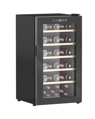 Wine Cooler Refrigerator for 41 Bottles, 91L Capacity, Temperature Control and Wooden Shelves, Black