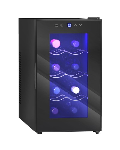  Cantinetta Vino Refrigerata per 8 Bottiglie, Capacità 21L, Display Touch e Ripiani Regolabili, Nero