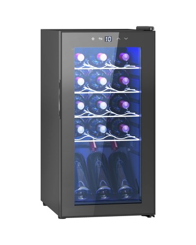 15 Bottle Wine Fridge Cooler, 44L Capacity, Temperature Control, Adjustable Shelves, Black