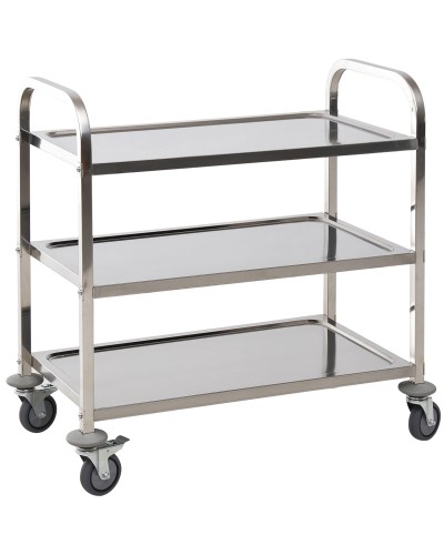 3-Tier Open Kitchen Cart 4 Omnidirectional Wheels with 2 Brakes 430 Stainless Steel Anti-Collision Bearings